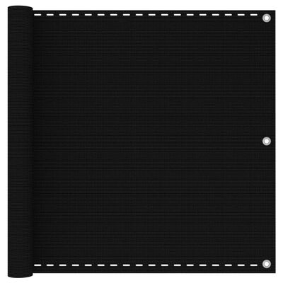 vidaXL ساتر شرفة أسود 90×500 سم HDPE