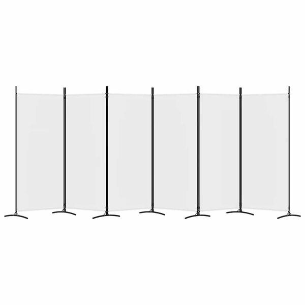 vidaXL مقسم غرفة 6-ألواح أبيض 520&times;180 سم قماش