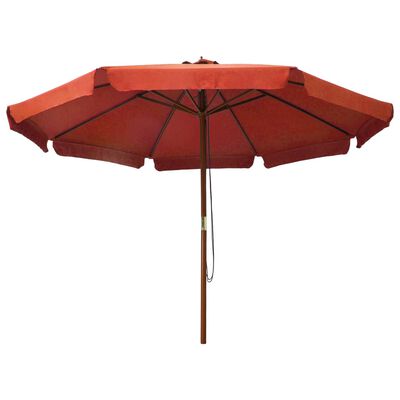 vidaXL مظلة خارجية مع عمود خشبي 300 سم قرميدي