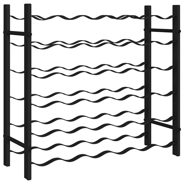 vidaXL حامل نبيذ يتسع لـ 36 قارورة حديد أسود
