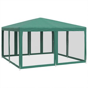 vidaXL خيمة حفلات 8 جدران جانبية شبكية لون أخضر 4&times;4 م HDPE