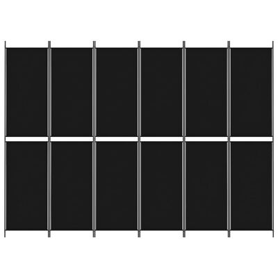 vidaXL مقسم غرفة 6-ألواح أسود 300×220 سم قماش