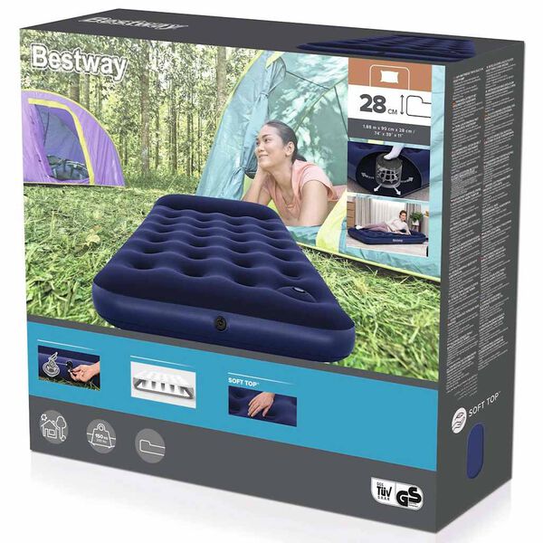 Bestway Bestway سرير هوائي قابل للنفخ محشو بالصوف مع مضخة قدم مدمجة 188&times;99&times;28 سم