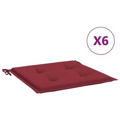 vidaXL وسائد كرسي 6 ق أحمر خمري 50×50×3 سم قماش