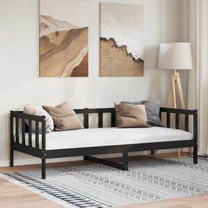 vidaXL سرير نهاري خشب صنوبر صلب أسود 90&times;200 سم
