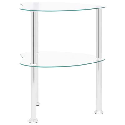 vidaXL طاولة جانبية شفافة بطابقين38×38×50 سم زجاج مقسّى