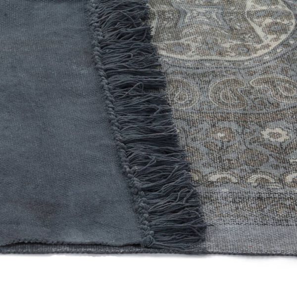 vidaXL سجادة كيليم قطن 180x120 سم مع نمط رمادي