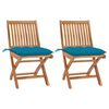 3062452 vidaXL Garden Chairs 2 pcs with Light Blue Cushions Solid Teak Wood (315105+314872) - Untranslated