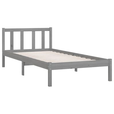vidaXL إطار سرير خشب صنوبر صلب رمادي 90×200 سم