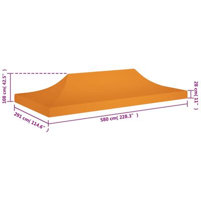 vidaXL سقف خيمة حفلات 6×3 م برتقالي 270 جم/م²