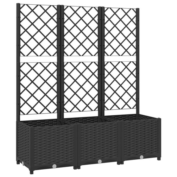 vidaXL وعاء زراعة للحديقة مع تعريشة من أسود 120x40x136 سم PP