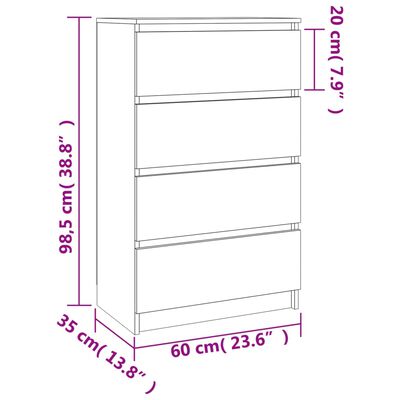 vidaXL خزانة جانبية رمادي أسمنتي 60×35×98.5 سم خشب صناعي