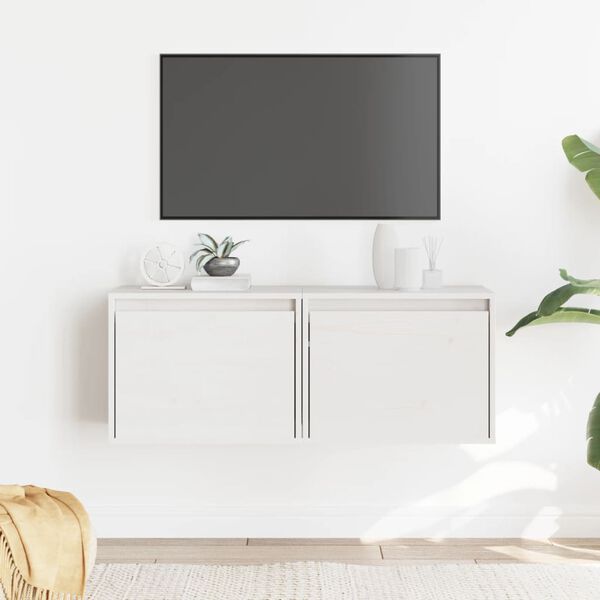 vidaXL خزانات حائط 2ق لون أبيض 35x30x45 سم خشب صنوبر صلب