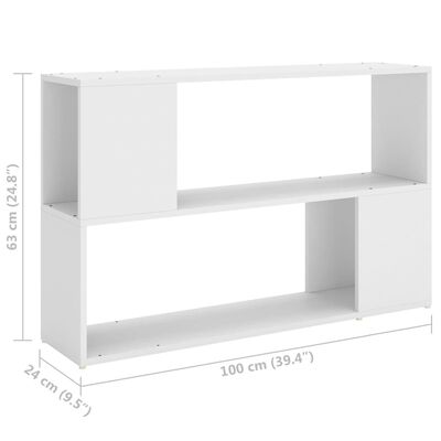 vidaXL خزانة كتب أبيض 100×24×63 سم خشب صناعي