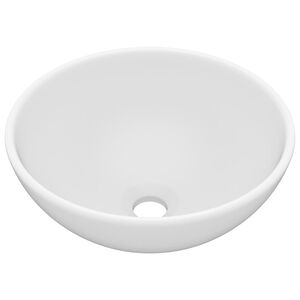 vidaXL حوض حمام فاخر دائري أبيض غير لامع 32.5&times;14 سم سيراميك