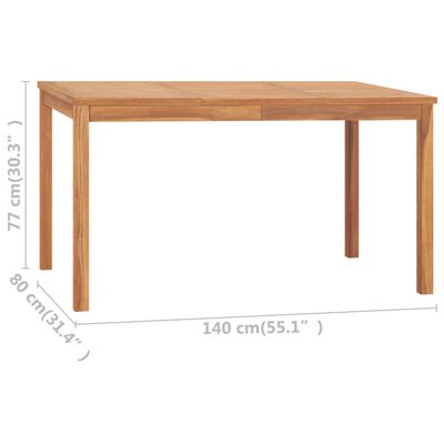 vidaXL طاولة سفرة حديقة 140×80×77 سم خشب ساج صلب