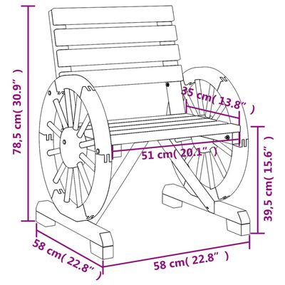 vidaXL كراسي حديقة 2 ق 78,5x58x58 سم خشب التنوب الصلب