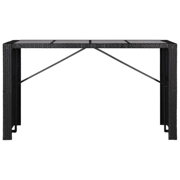 vidaXL طقم 9 قطع سفرة خارجي بولي روطان أسود