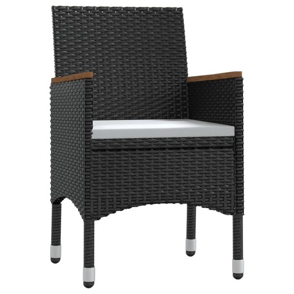 vidaXL عدد 5 قطع طقم سفرة حديقة مع وسائد أسود