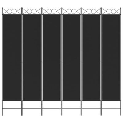 vidaXL مقسم غرفة 6-ألواح أسود 240×220 سم قماش