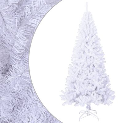 vidaXL شجرة كريسماس صناعية ذات أغصان كثيفة أبيض 210 سم PVC