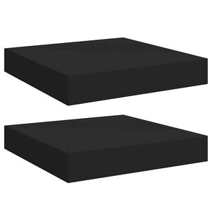 vidaXL رفوف جدارية عائمة، قطعتان، أسود، 23&times;23.5&times;3.8 سم، مصنوعة من خشب MDF