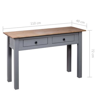 vidaXL طاولة كونسول رمادي 110×40×72 سم خشب صنوبر صلب طراز بنما