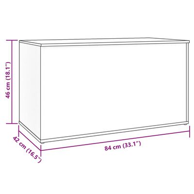 vidaXL صندوق تخزين رمادي أسمنتي 84×42×46 سم خشب صناعي