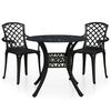 3070584 vidaXL 3 Piece Bistro Set Cast Aluminium Black (315572+315586) - Untranslated