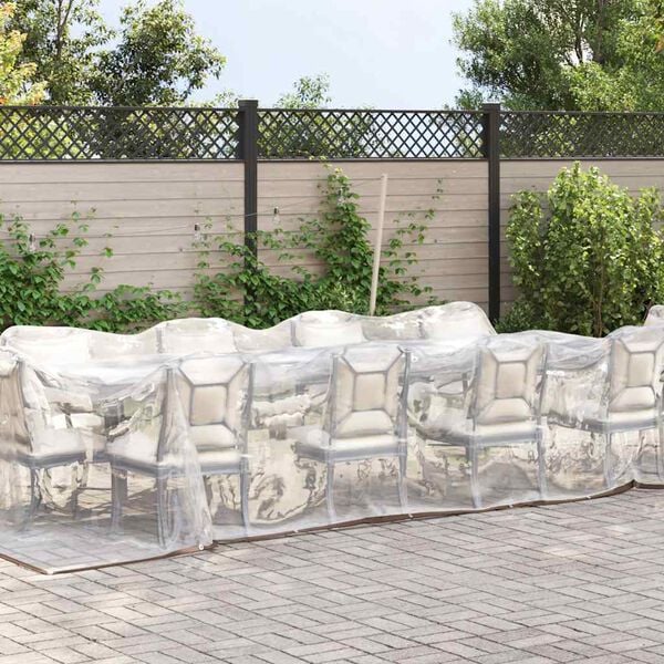 vidaXL قماش مشمع شفاف مزود بفتحات تثبيت، 3 &times; 6 متر، مصنوع من البولي إيثيلين