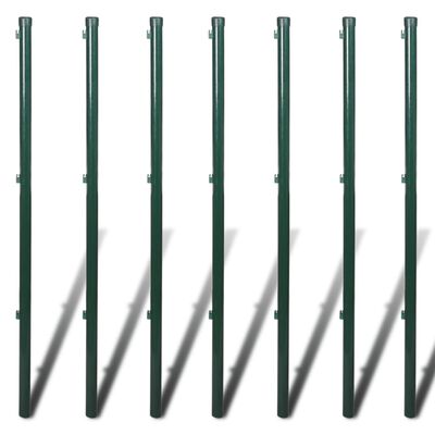 vidaXL سلسلة ربط سياج مع أعمدة فولاذ 0،8x15 م الأخضر