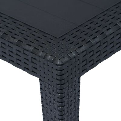 vidaXL طاولة حديقة أنثراسيت 150×90×72 سم بلاستيك بمظهر روطان