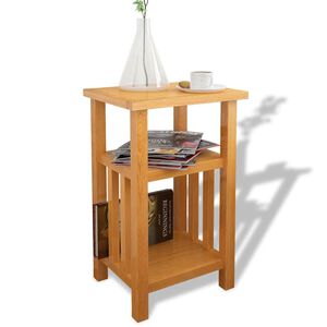 vidaXL طاولة جانبية مع رف مجلات 27&times;35&times;55 سم خشب بلوط صلب