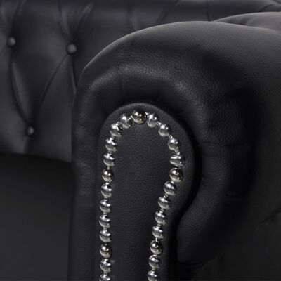 vidaXL أريكة تشيسترفيلد بمقعدين جلد صناعي أسود