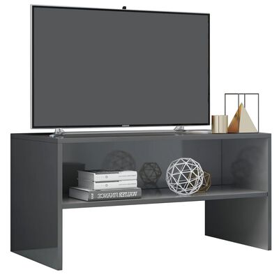 vidaXL 801930 vidaXL TV Cabinet High Gloss Grey 80x40x40 cm Chipboard (US only)