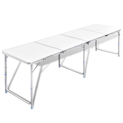 vidaXL طاولة تخييم قابلة للطي ذات ارتفاع قابل للتعديل 240×60 سم