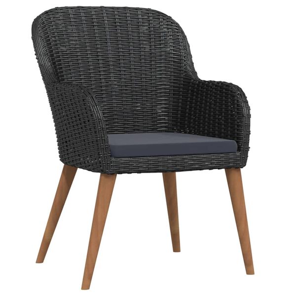 vidaXL طقم سفرة حديقة 5 قطع مع وسائد أسود