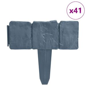 vidaXL سياج حديقة / سياج مرج بلاستيك مظهر حجري 41 قطعة 10 م