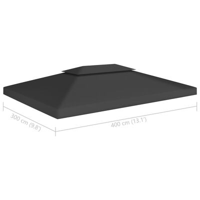 vidaXL غطاء جازيبو علوي ذو طبقتين 310 جرام/م² 4×3 م أسود