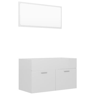 vidaXL 804797 vidaXL 2 Piece Bathroom Furniture Set High Gloss White Chipboard