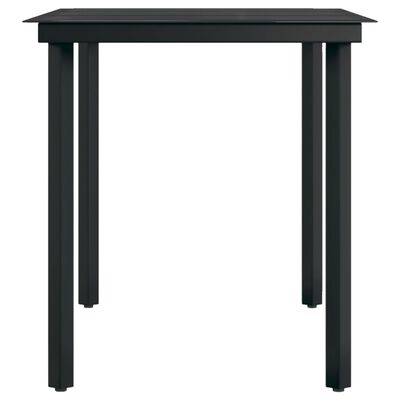 vidaXL طاولة سفرة حديقة أسود 140×70×74 سم فولاذ وزجاج