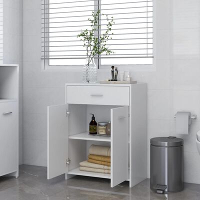 vidaXL خزانة حمام أبيض 60×33×80 سم خشب حبيبي