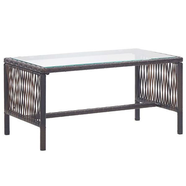 vidaXL عدد 4 قطع طقم كنب حديقة مع وسائد بولي روطان بني