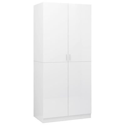 vidaXL خزانة ملابس أبيض شديد اللمعان 90×52×200 سم خشب مضغوط