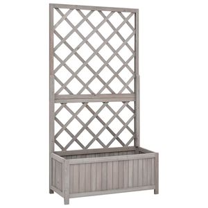 vidaXL أصيص تعريشة حديقة لون رمادي 70&times;30&times;135 سم خشب تنوب صلب