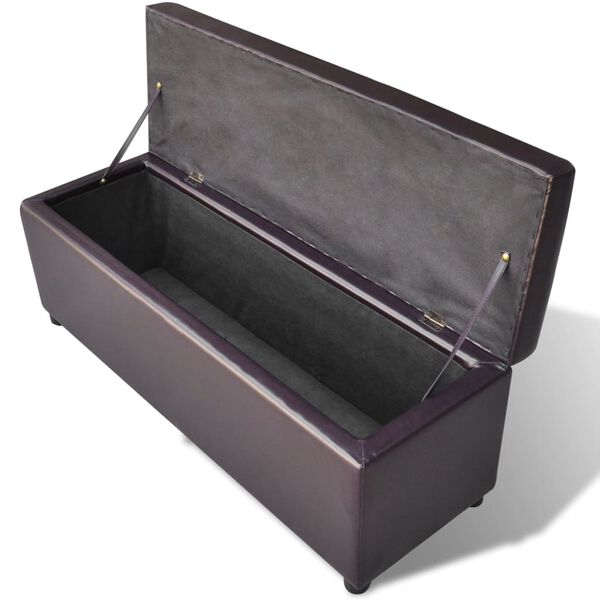 vidaXL مقعد تخزين طويل خشب بني