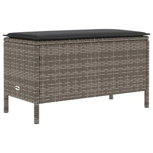 vidaXL مسند قدم للحديقة رمادي ورمادي داكن 80 x 38 x 45 cm خيزران صناعي
