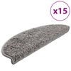 vidaXL سجادات درج، 15 قطعة، 65x21x4 سم، رمادي، نصف دائري كبير