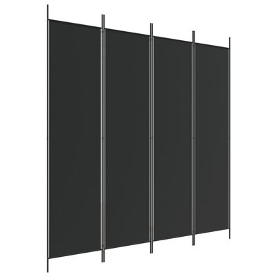 vidaXL مقسم غرفة 4-ألواح أسود 200×200 سم قماش