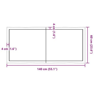 vidaXL سطح طاولة لون بني فاتح 140*60*(2-4) سم خشب صلب معالج وحواف خام